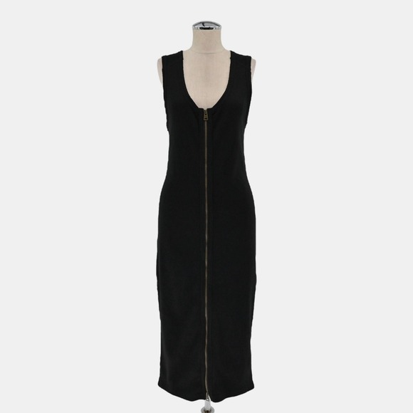 All Saints Dresses & Skirts - ALLSAINTS Alicia Midi Dress Size 10 Black Goth Sleeveless Ribbed Zip Front Chic‎